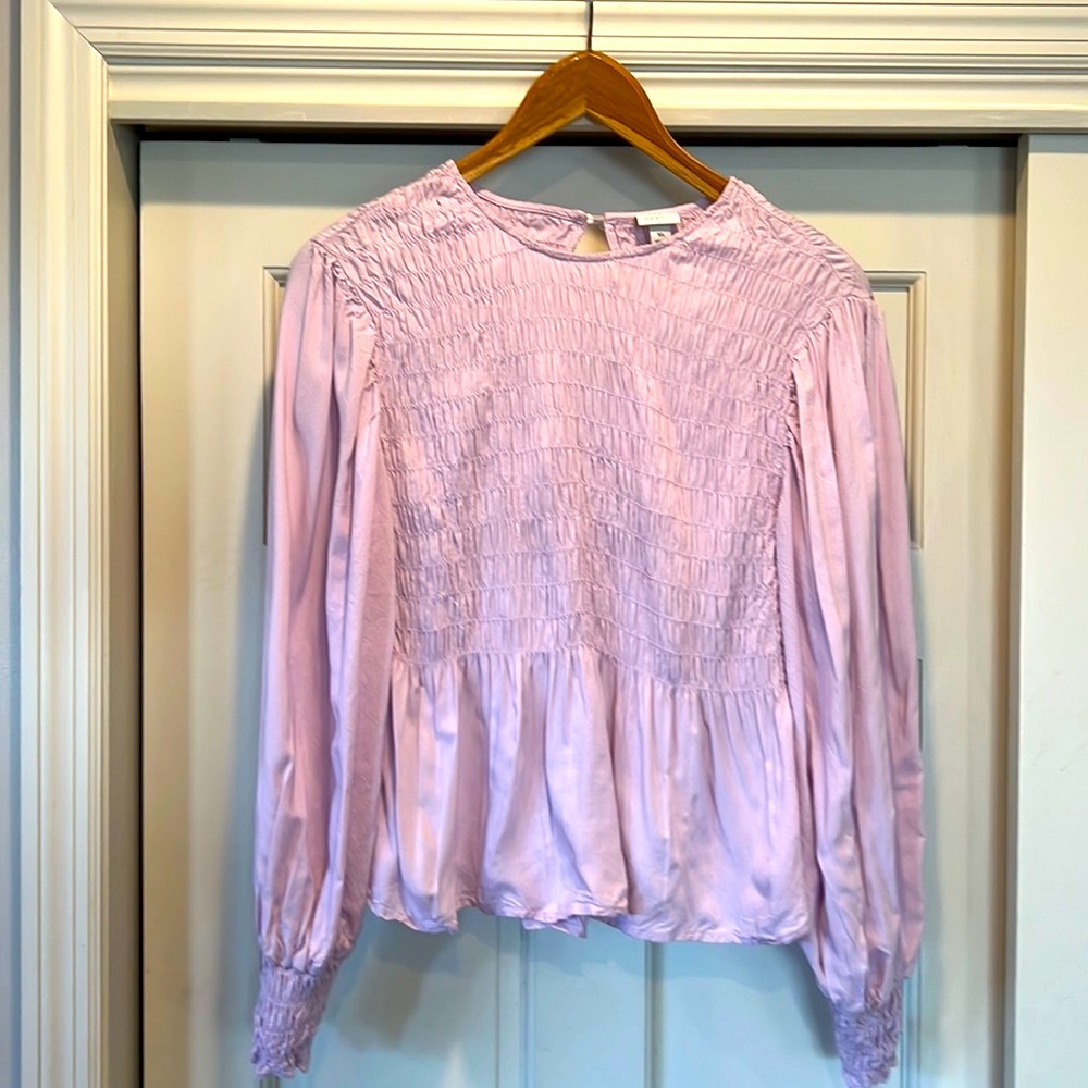 A New Day lilac ribbed peasant top